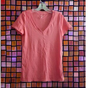 GAP Top Blouse V-Neck Short Sleeves Orange Vintage Wash 14 Fall Halloween